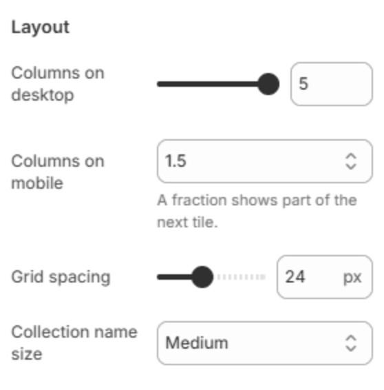 Layout settings