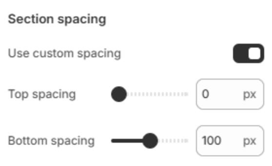 Section spacing settings