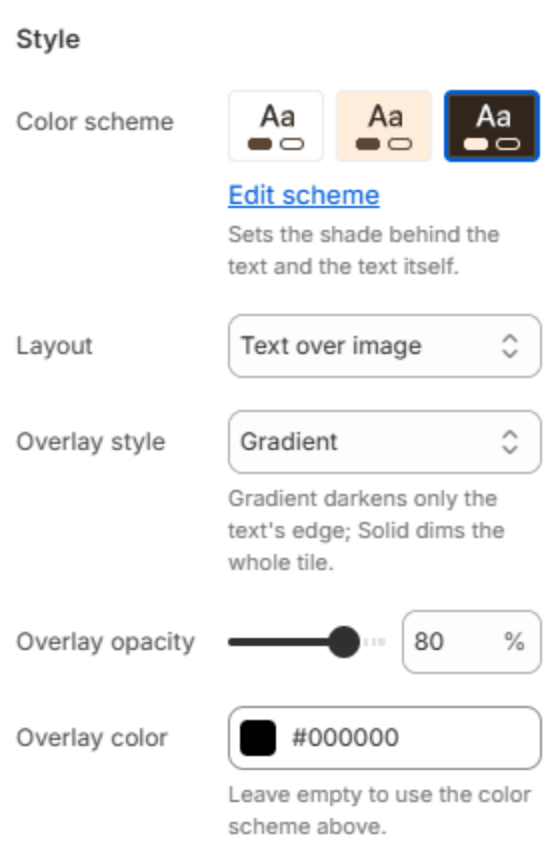 Promotion image style settings