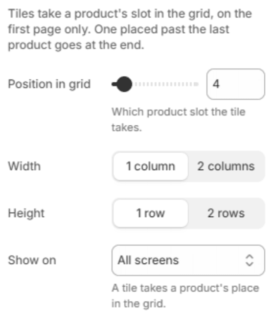 Promotion image block settings