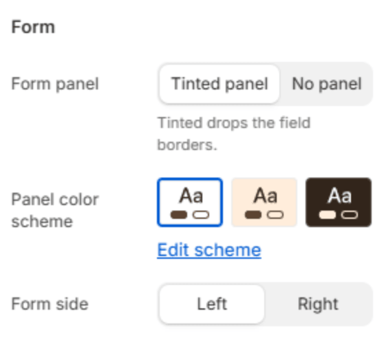 Form settings