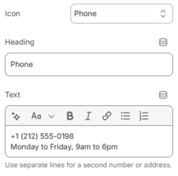 Detail block settings