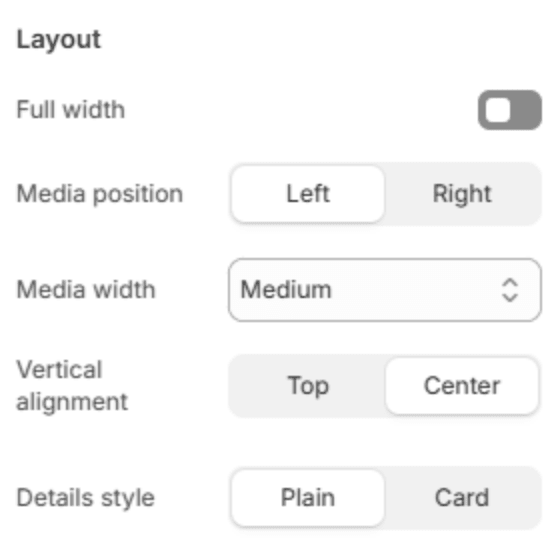 Layout settings