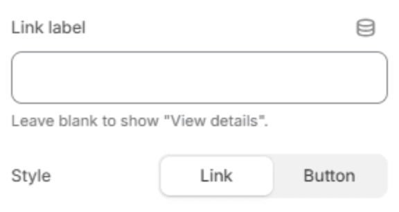 View details link block settings