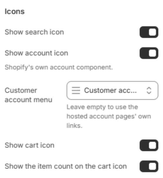 Icon settings