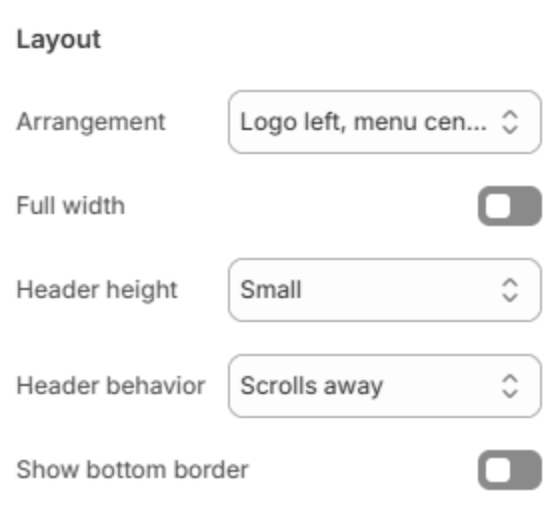 Layout settings