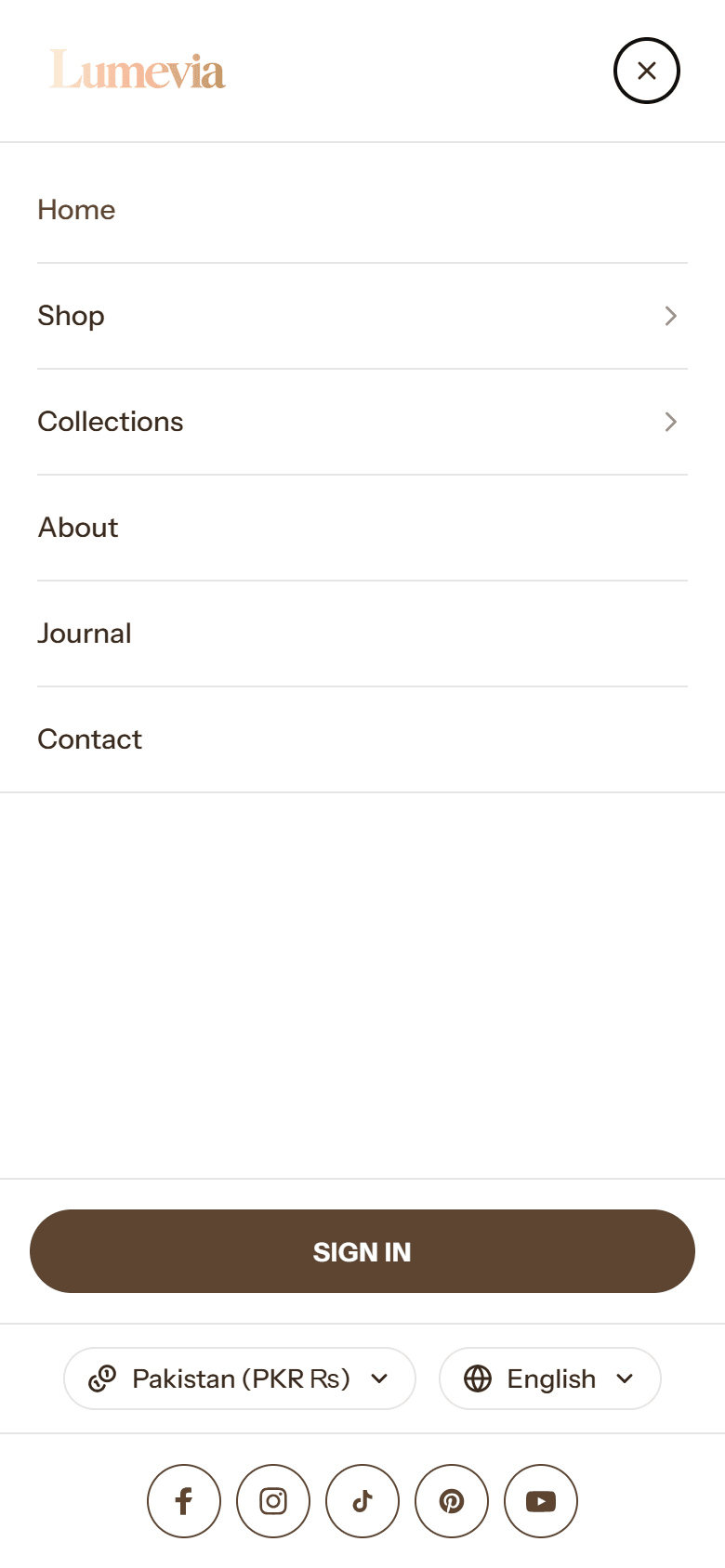 The mobile menu drawer