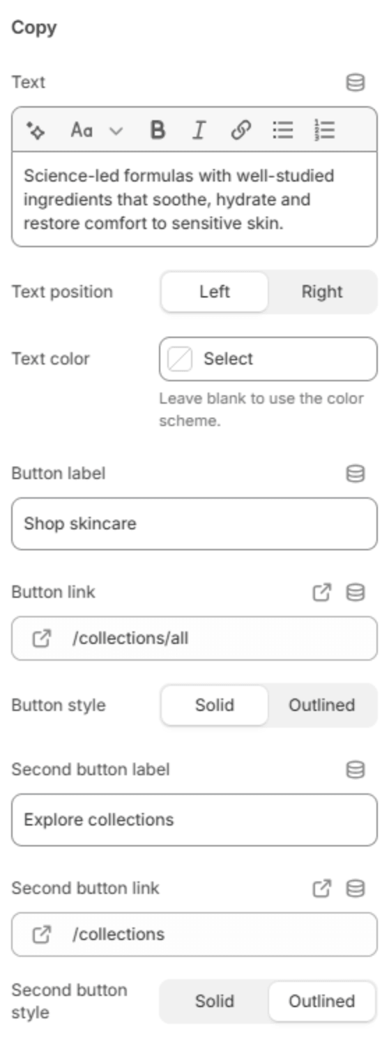 Copy settings