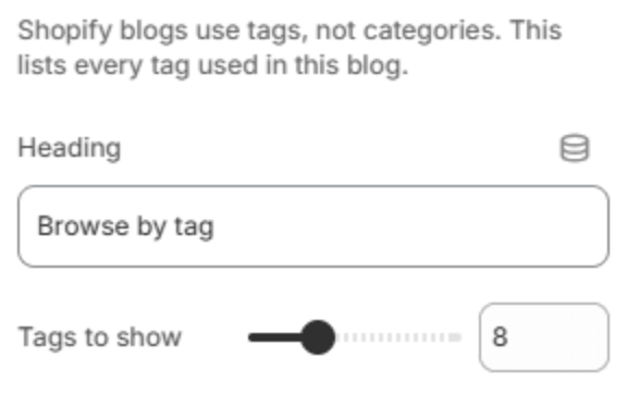 Sidebar tags block settings