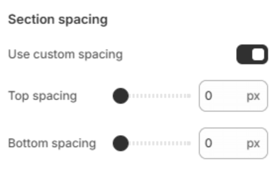 Section spacing settings