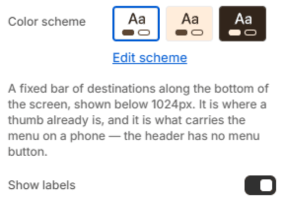 Mobile navigation bar settings