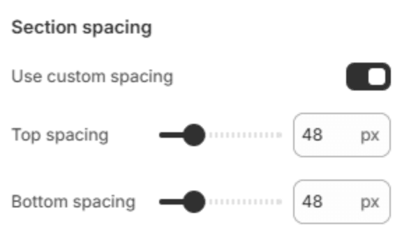 Section spacing settings