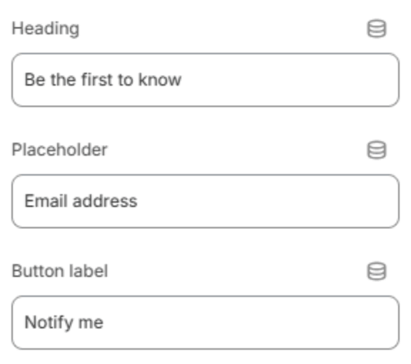 Email signup block settings