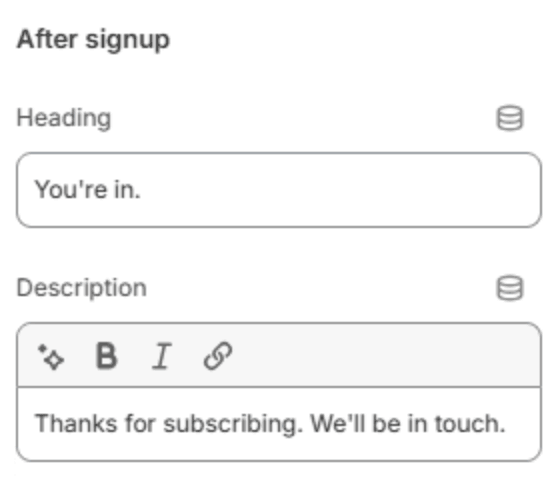 After signup settings