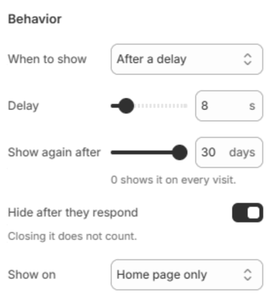 Behavior settings