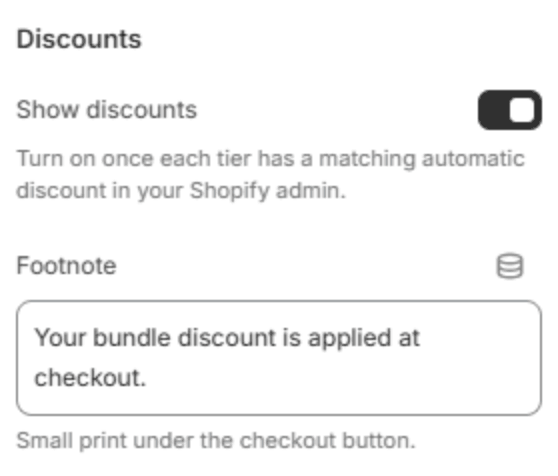 Discount settings