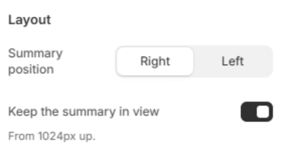 Layout settings