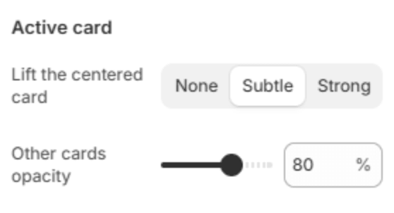 Active card settings