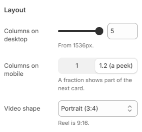 Layout settings