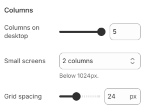 Column settings