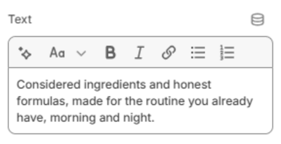 Text block settings
