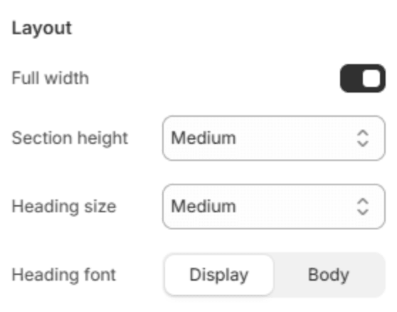 Layout settings