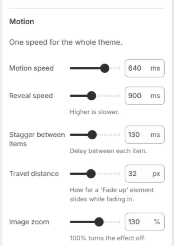 Motion settings