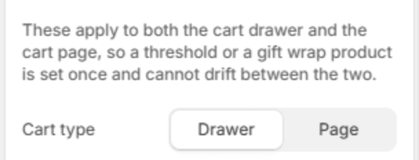 Cart type setting